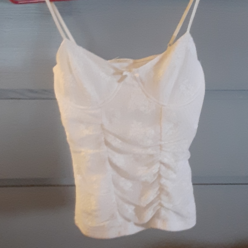 White lace "corset" style shirt with underwires